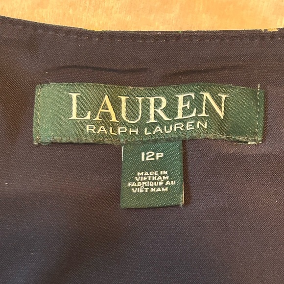 Lauren Ralph Lauren Womens Faux Wrap Blue Floral Dress Sz 12P Flowy Vacation - Picture 2 of 10